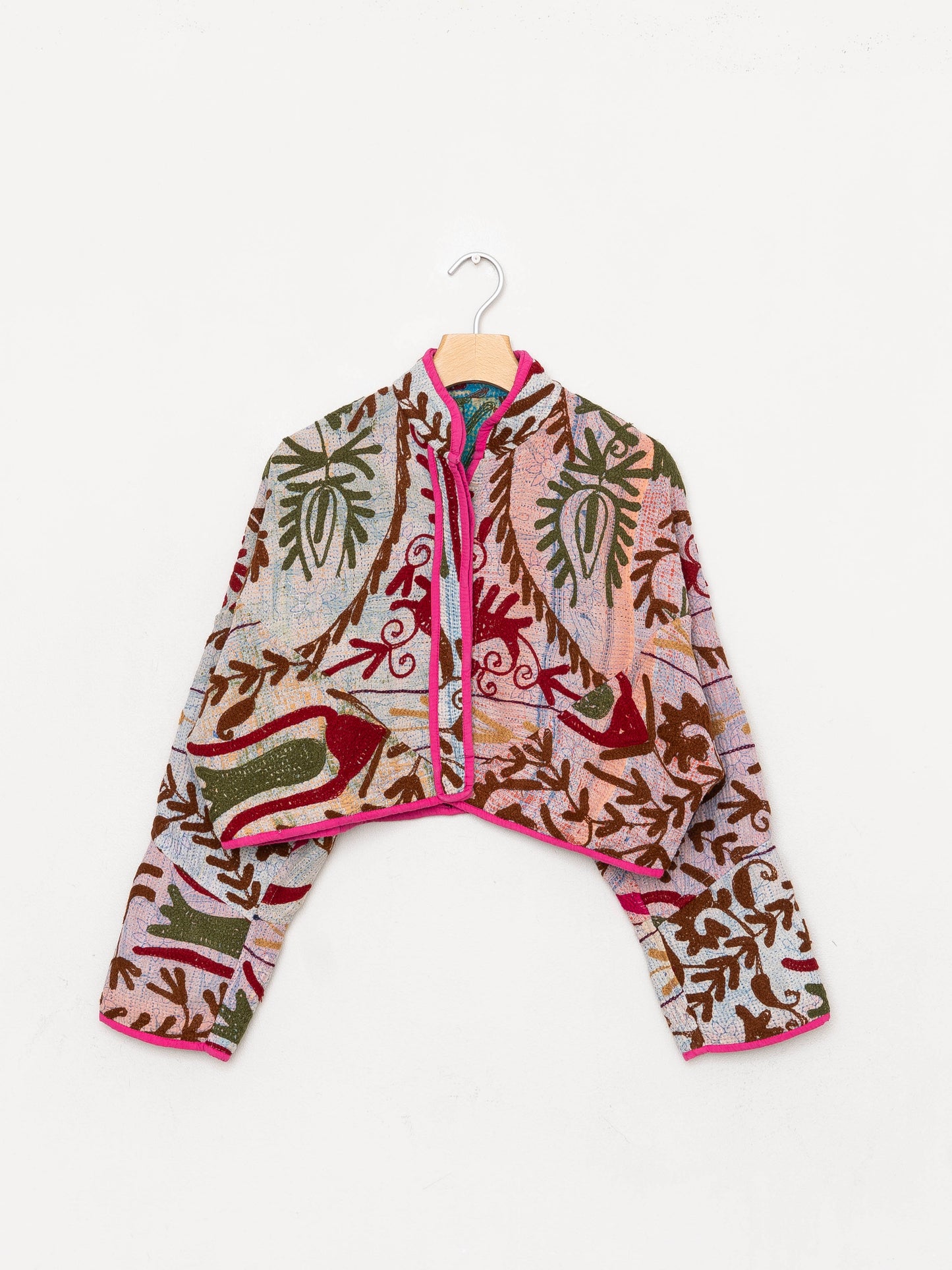 The Kaira Cropped Suzani Quilted Kantha Jacket