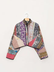 The Kaira Cropped Quilted Patchwork Kantha Jacket