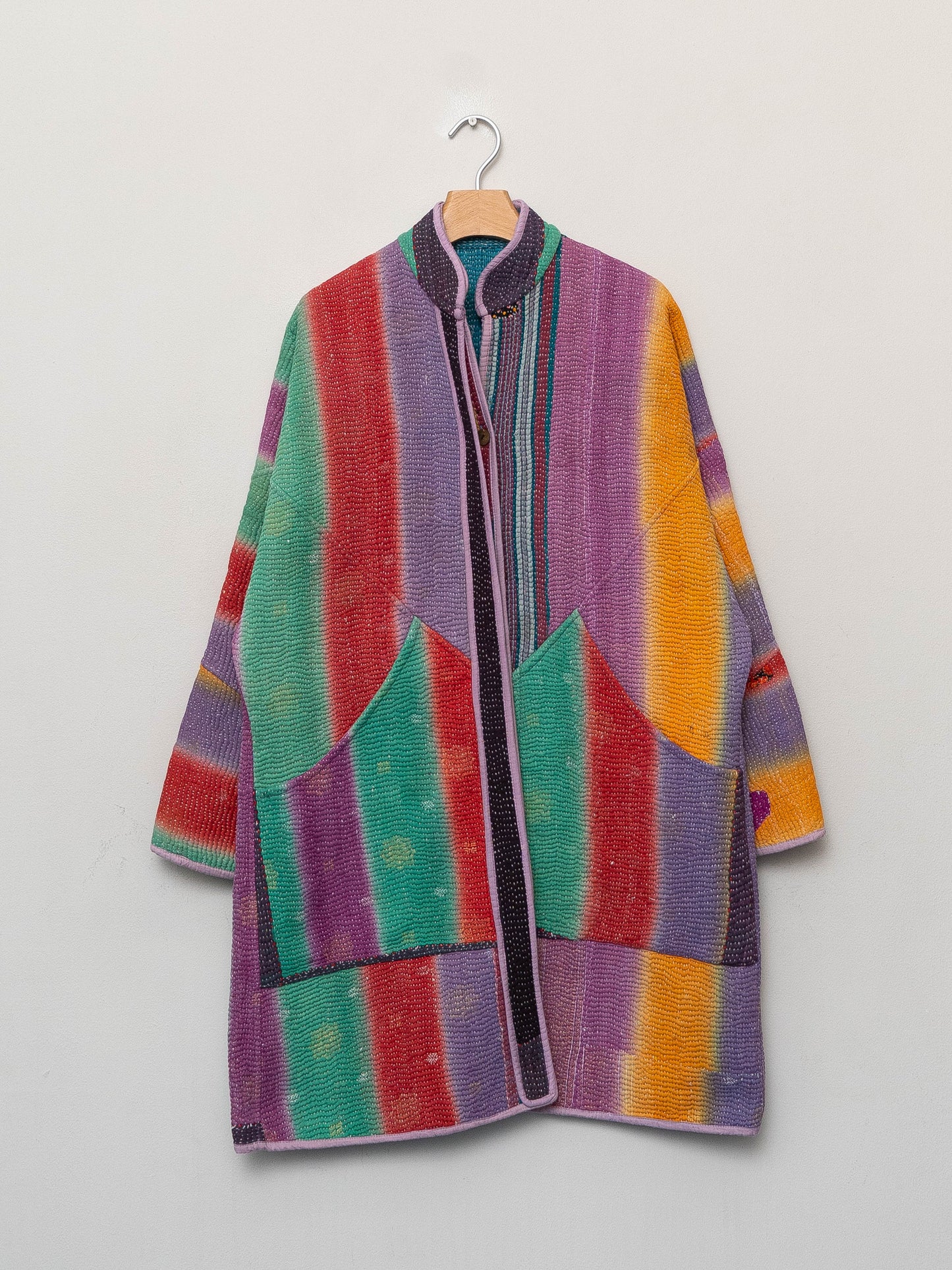 The Sai Quilted Patchwork Kantha Coat