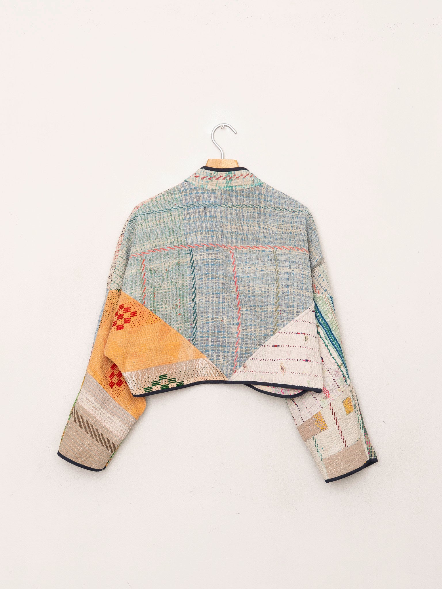 The Kaira Cropped Quilted Patchwork Kantha Jacket