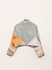 The Kaira Cropped Quilted Patchwork Kantha Jacket
