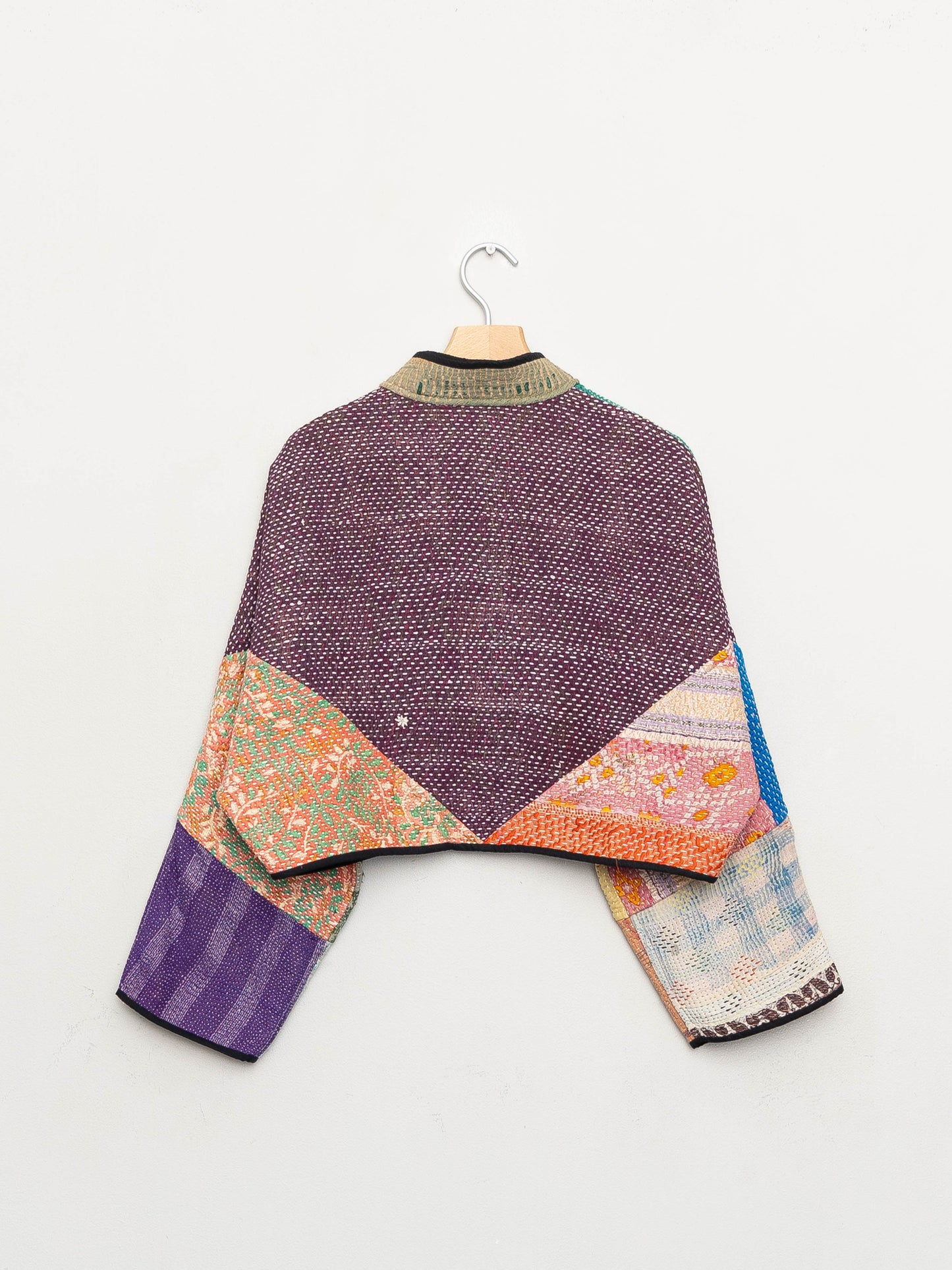 The Kaira Cropped Quilted Patchwork Kantha Jacket