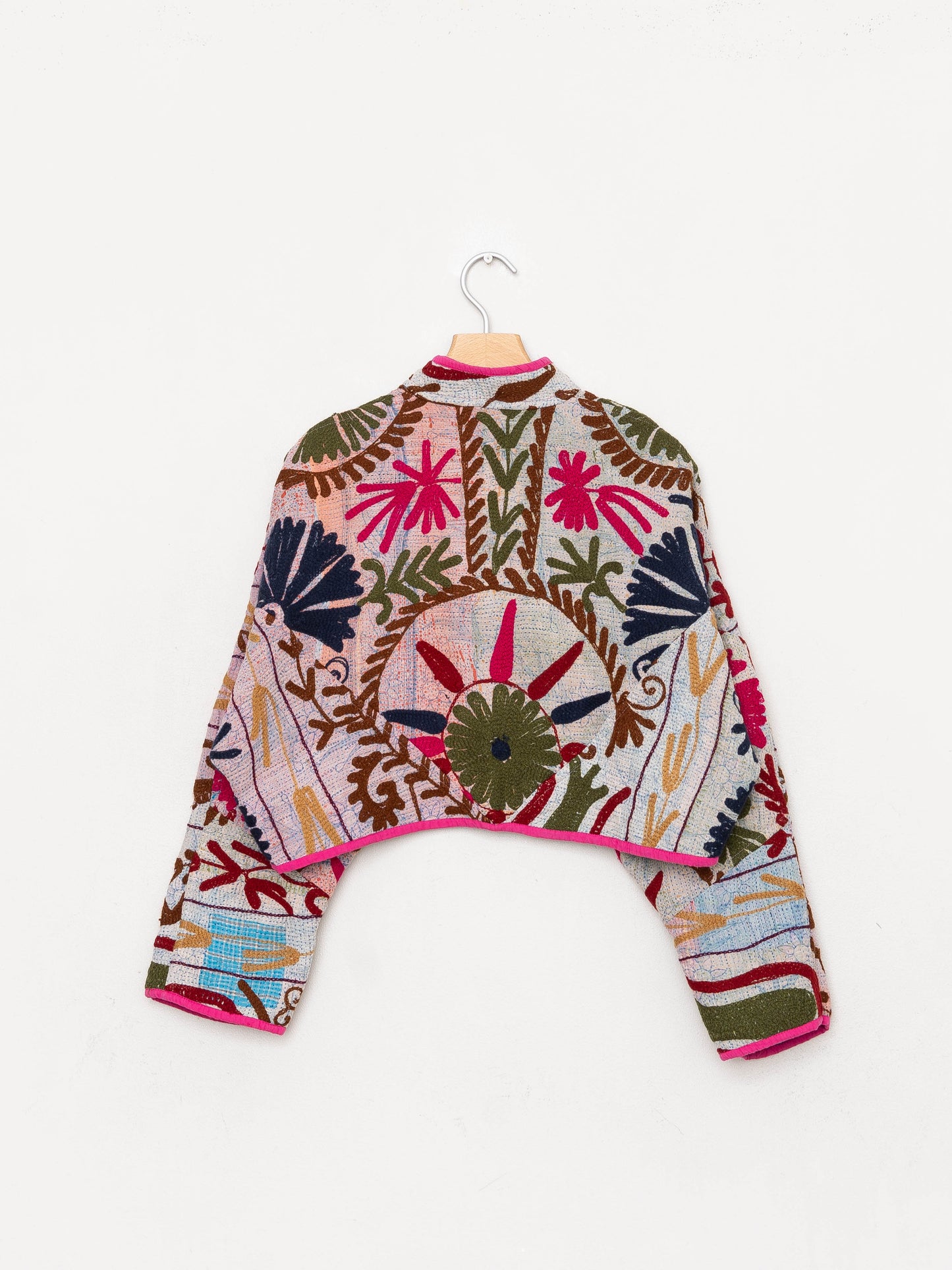 The Kaira Cropped Suzani Quilted Kantha Jacket