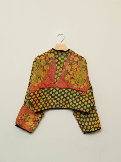 The Kaira Cropped Quilted Patchwork Kantha Jacket