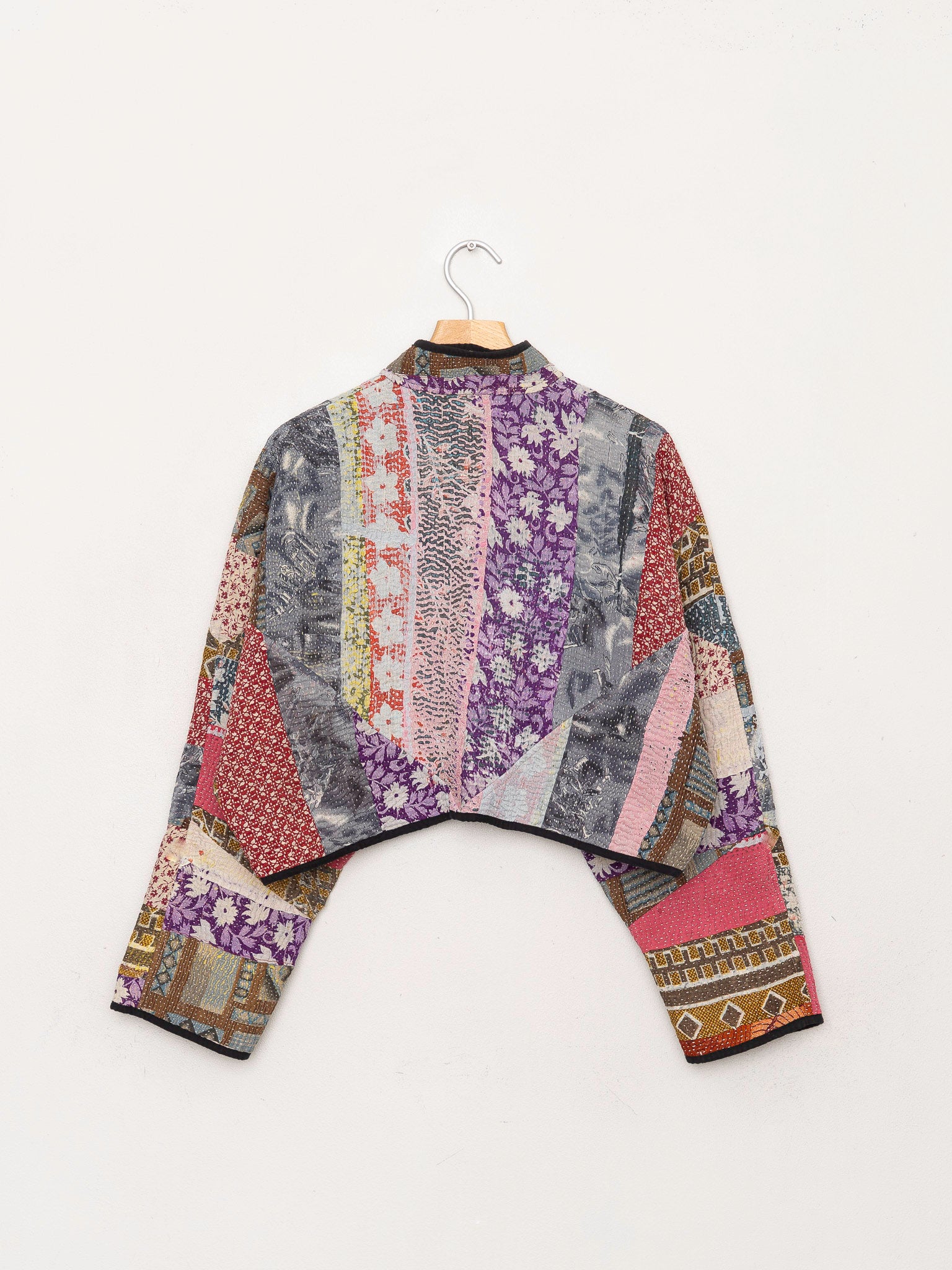 The Kaira Cropped Quilted Patchwork Kantha Jacket