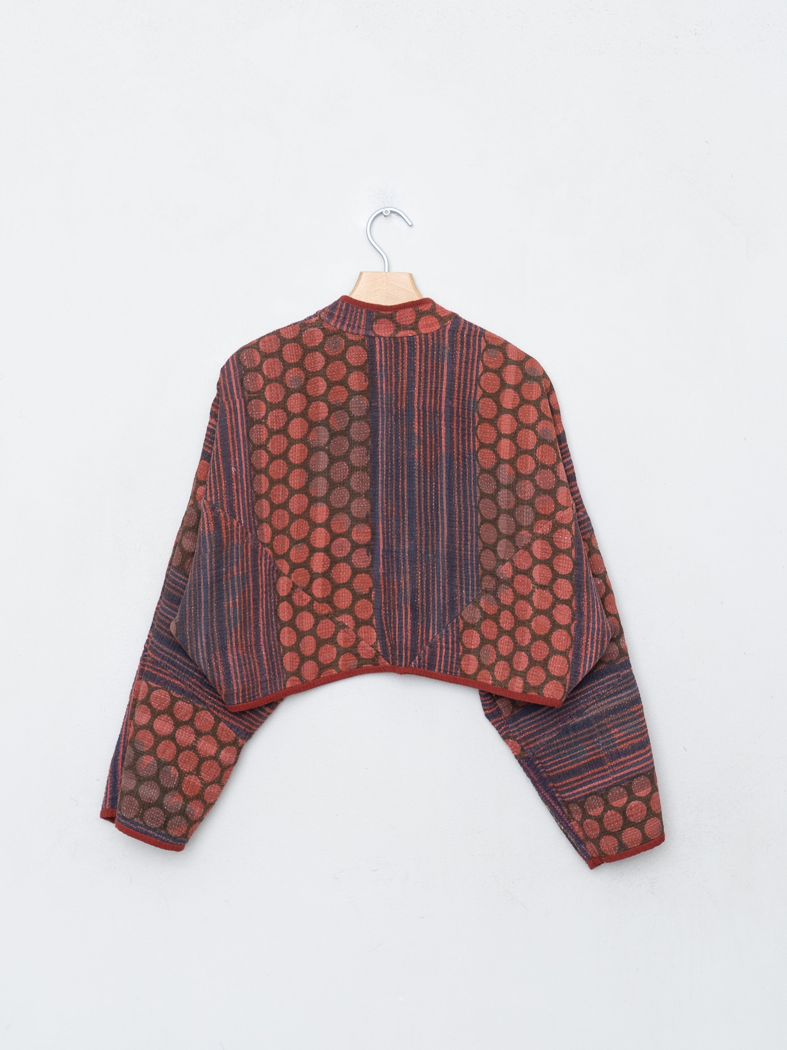 The Kaira Cropped Quilted Indigo Kantha Jacket