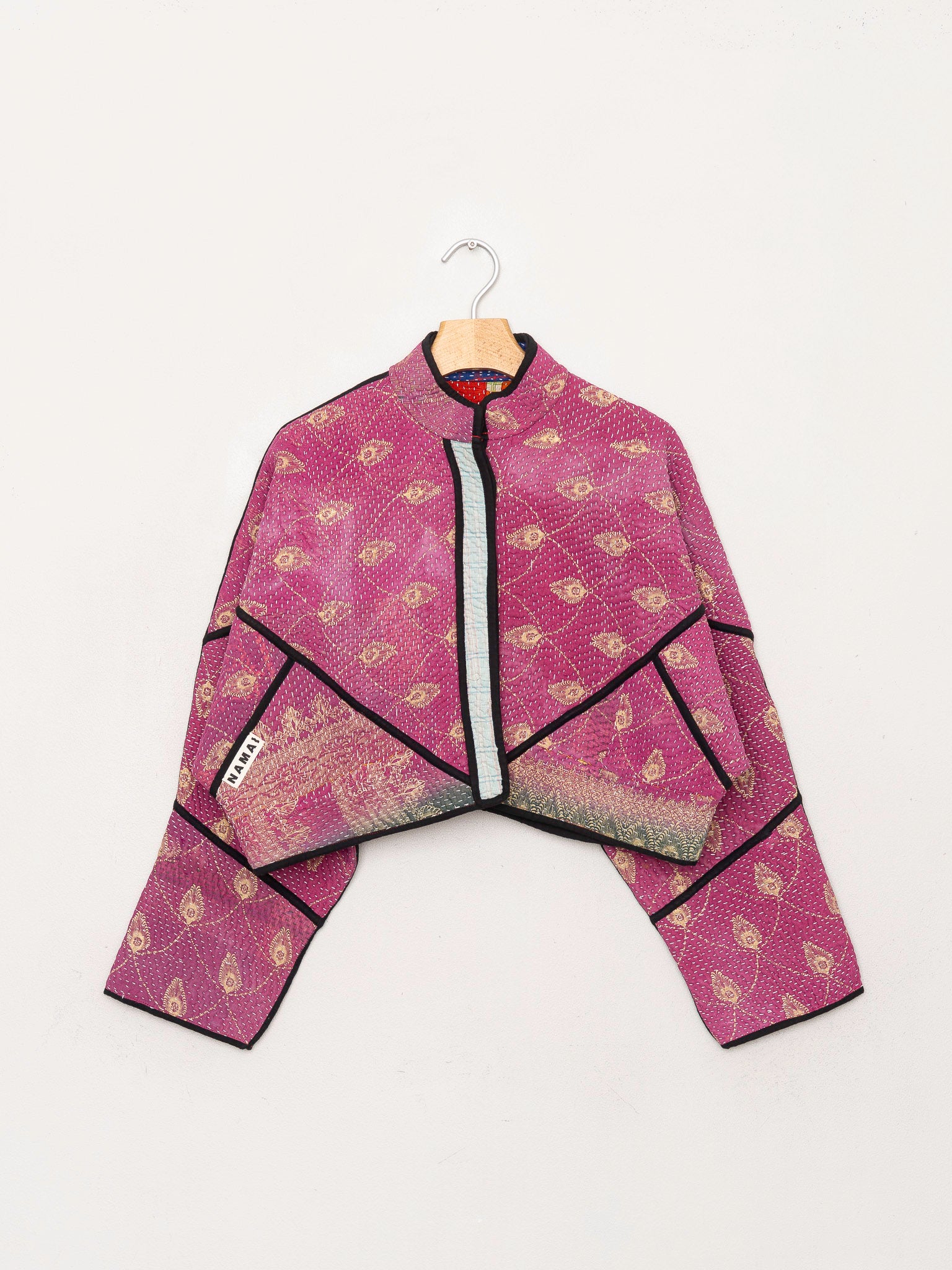 The Kaira Cropped Quilted Patchwork Kantha Jacket