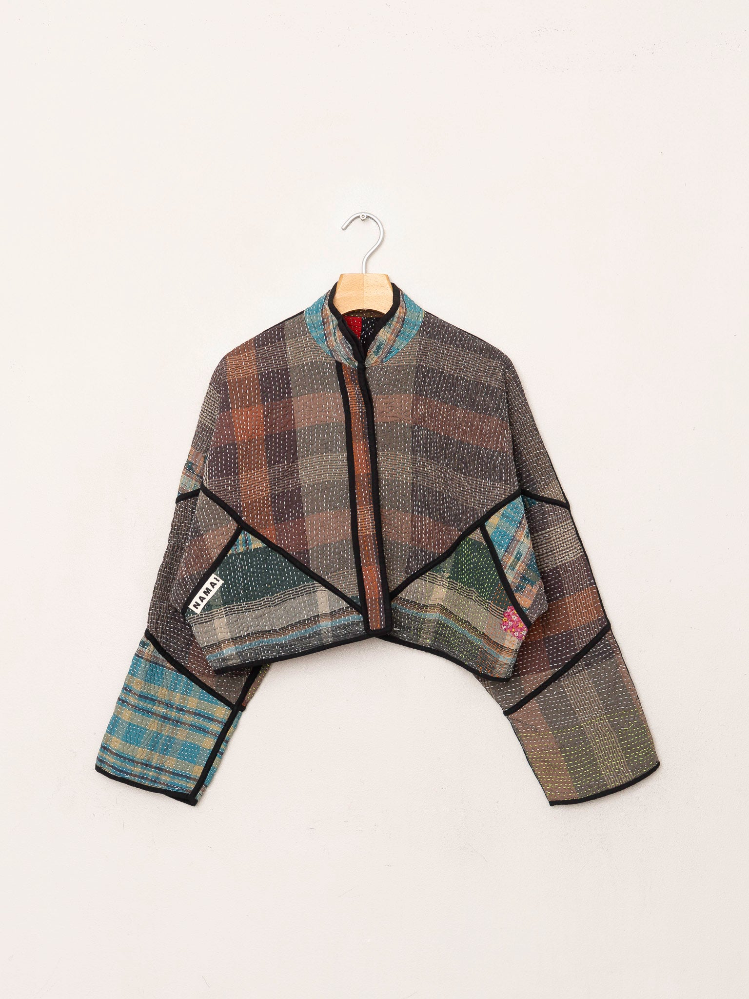 The Kaira Cropped Quilted Patchwork Kantha Jacket
