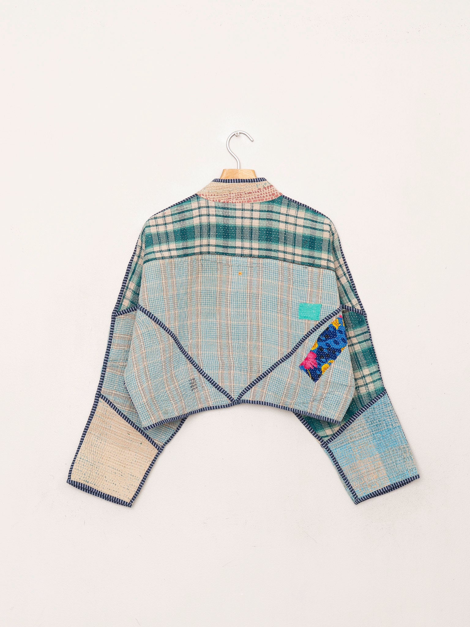 The Kaira Cropped Quilted Patchwork Kantha Jacket