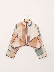 The Kaira Cropped Quilted Patchwork Kantha Jacket