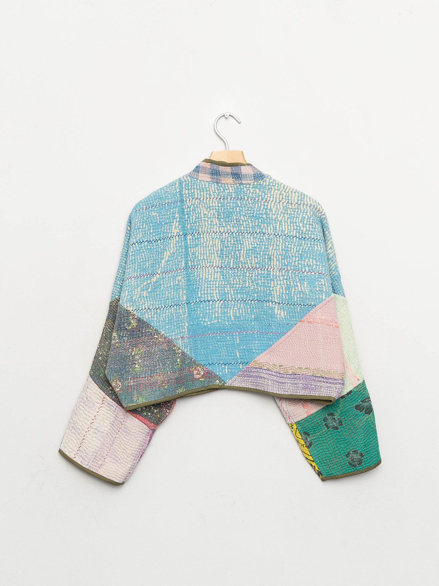 The Kaira Cropped Quilted Patchwork Kantha Jacket