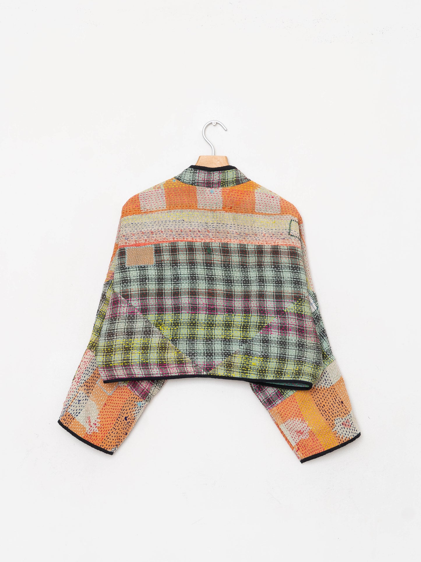 The Kaira Cropped Quilted Patchwork Kantha Jacket