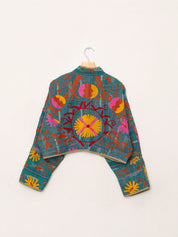 The Kaira Cropped Suzani Quilted Kantha Jacket