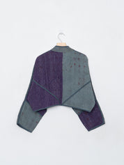 The Kaira Cropped Quilted Indigo Kantha Jacket