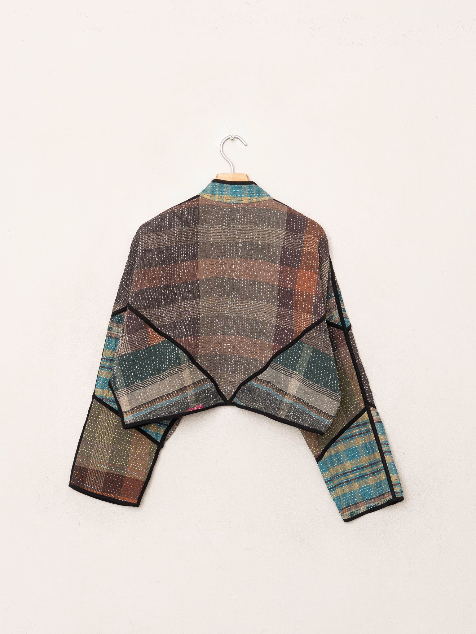 The Kaira Cropped Quilted Patchwork Kantha Jacket
