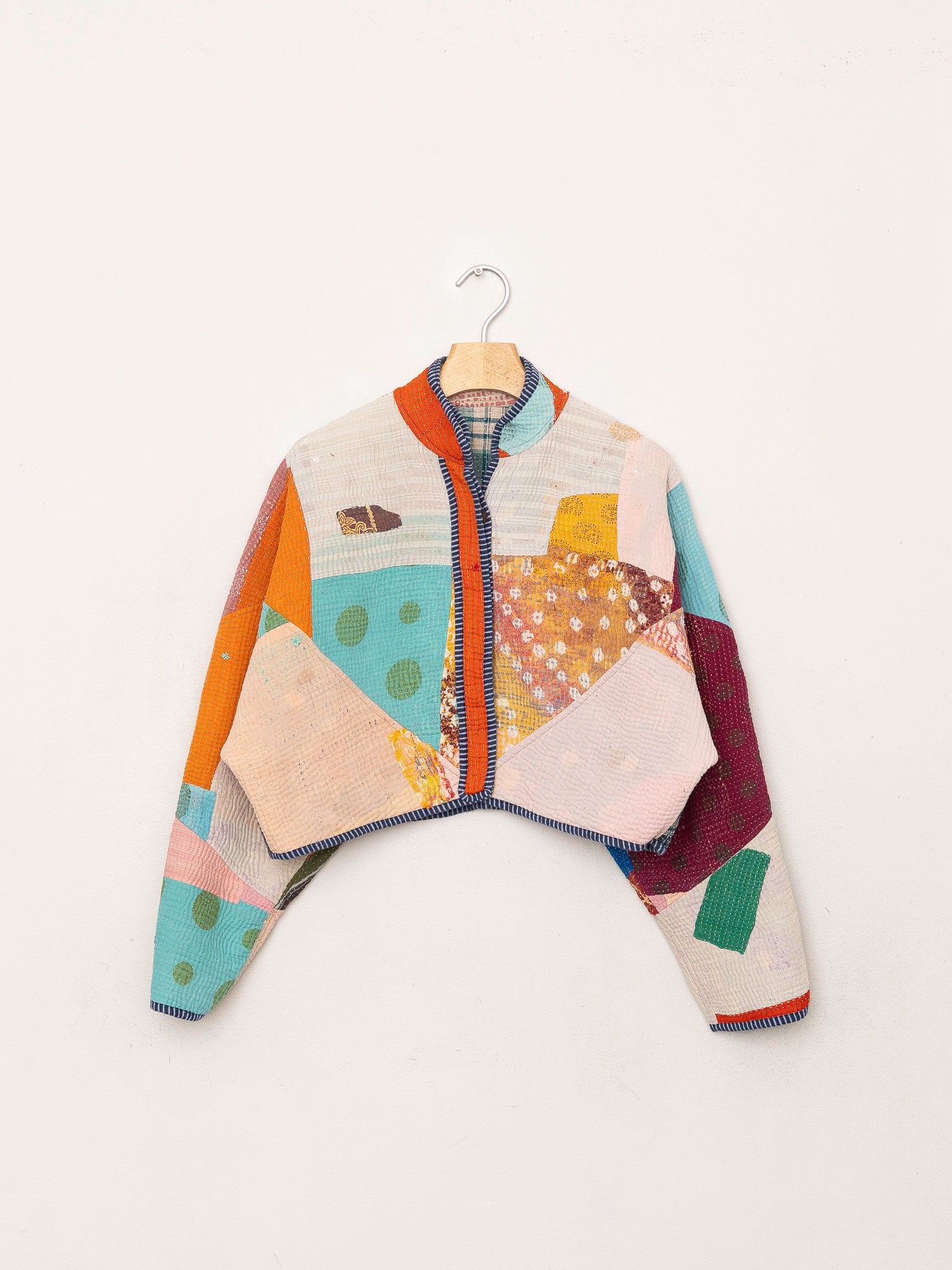 The Kaira Cropped Quilted Patchwork Kantha Jacket