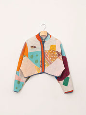 The Kaira Cropped Quilted Patchwork Kantha Jacket