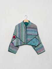 The Kaira Cropped Quilted Patchwork Kantha Jacket