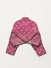 The Kaira Cropped Quilted Patchwork Kantha Jacket