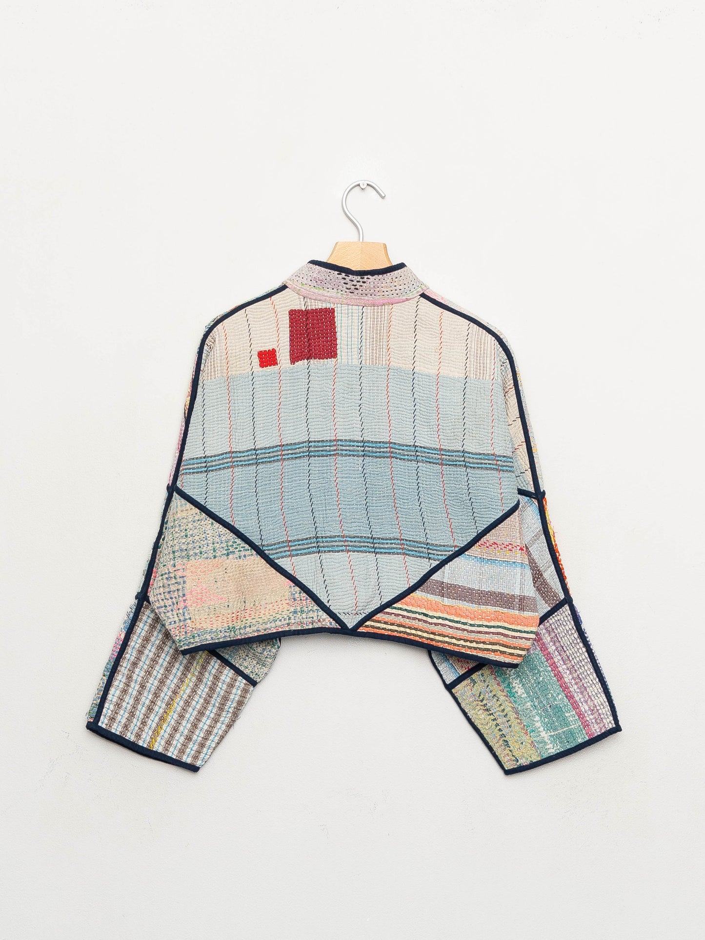 The Kaira Cropped Quilted Patchwork Kantha Jacket