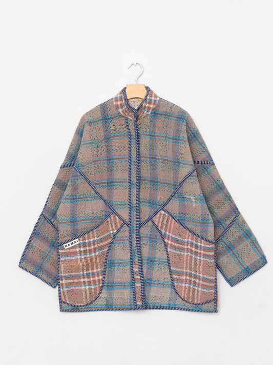 The Narmada Quilted Patchwork Kantha Jacket