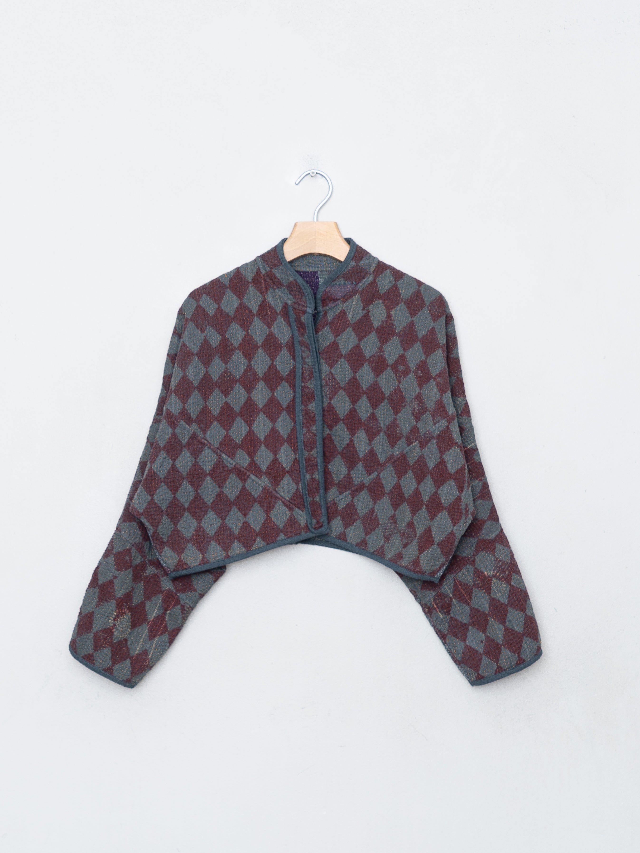 The Kaira Cropped Quilted Indigo Kantha Jacket