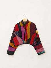 The Kaira Cropped Quilted Patchwork Kantha Jacket