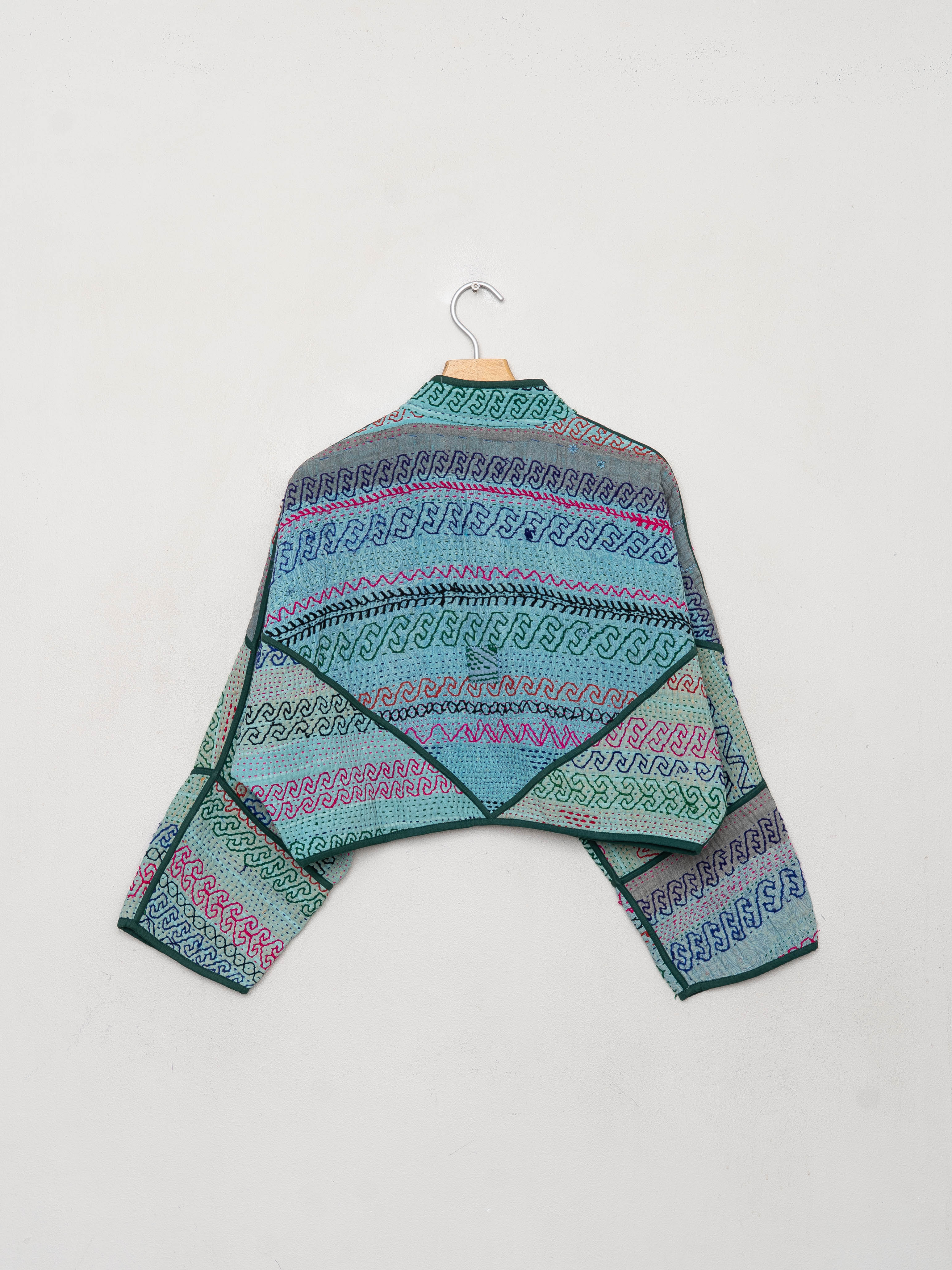 The Kaira Cropped Quilted Patchwork Kantha Jacket