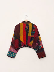 The Kaira Cropped Quilted Patchwork Kantha Jacket