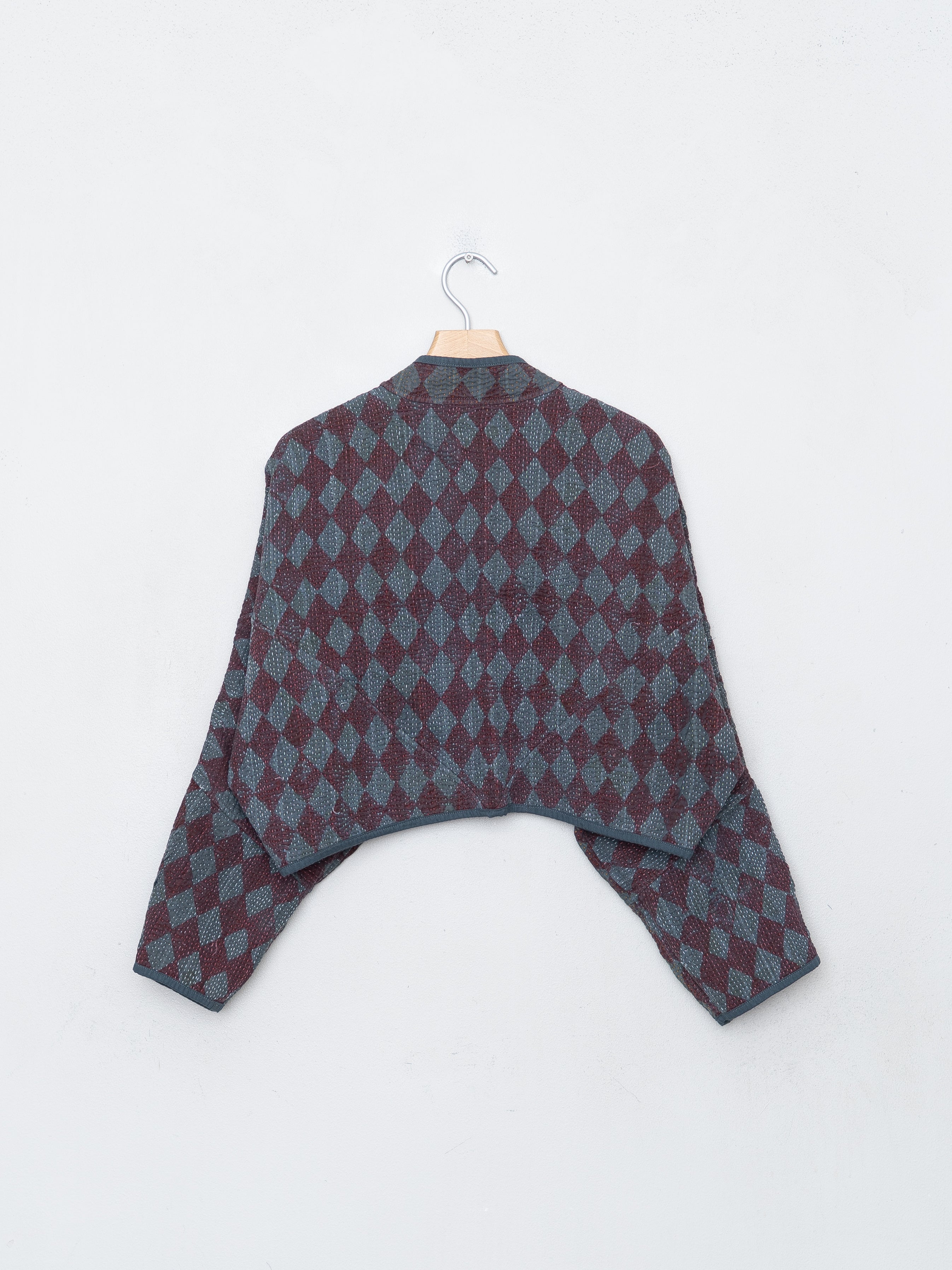 The Kaira Cropped Quilted Indigo Kantha Jacket