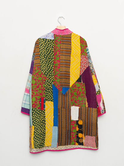 The Sai Quilted Patchwork Kantha Coat