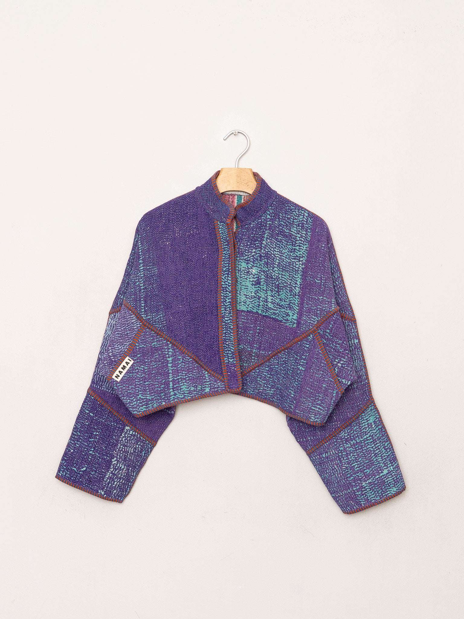 The Kaira Cropped Quilted Patchwork Kantha Jacket