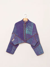 The Kaira Cropped Quilted Patchwork Kantha Jacket