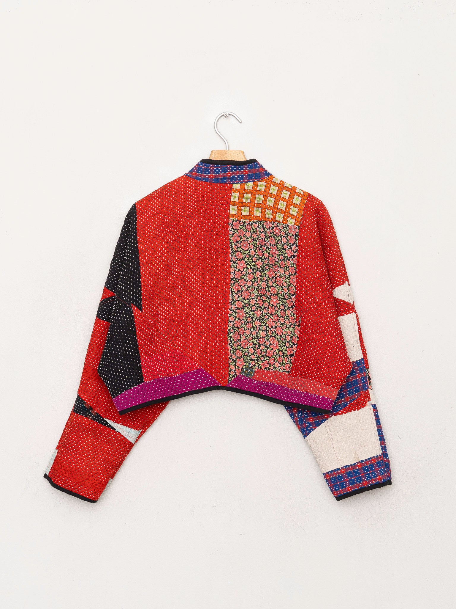 The Kaira Cropped Quilted Patchwork Kantha Jacket