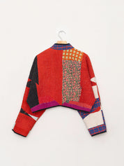 The Kaira Cropped Quilted Patchwork Kantha Jacket