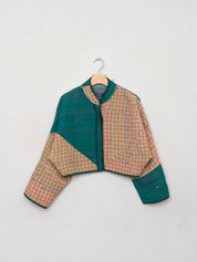 The Kaira Cropped Quilted Patchwork Kantha Jacket