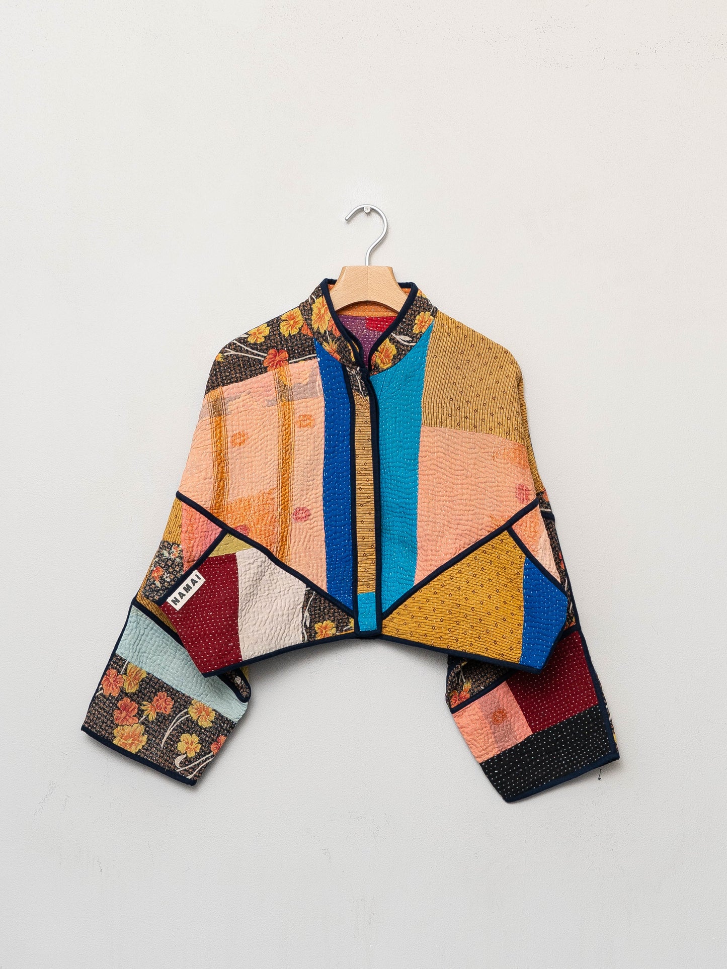 The Kaira Cropped Quilted Patchwork Kantha Jacket