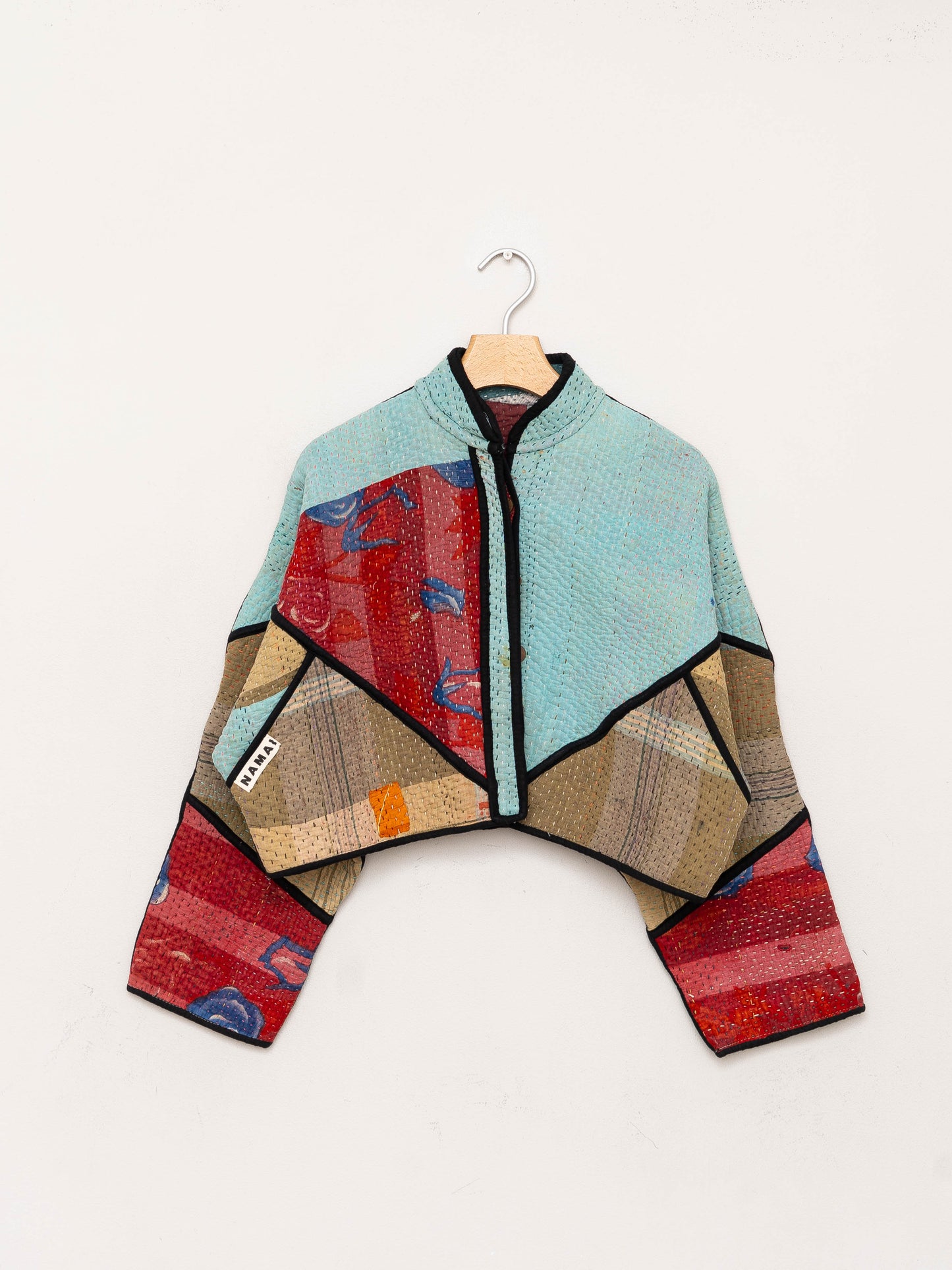 The Kaira Cropped Quilted Patchwork Kantha Jacket