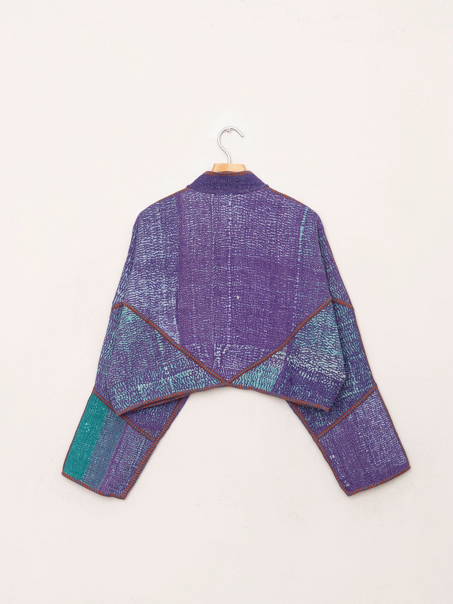 The Kaira Cropped Quilted Patchwork Kantha Jacket