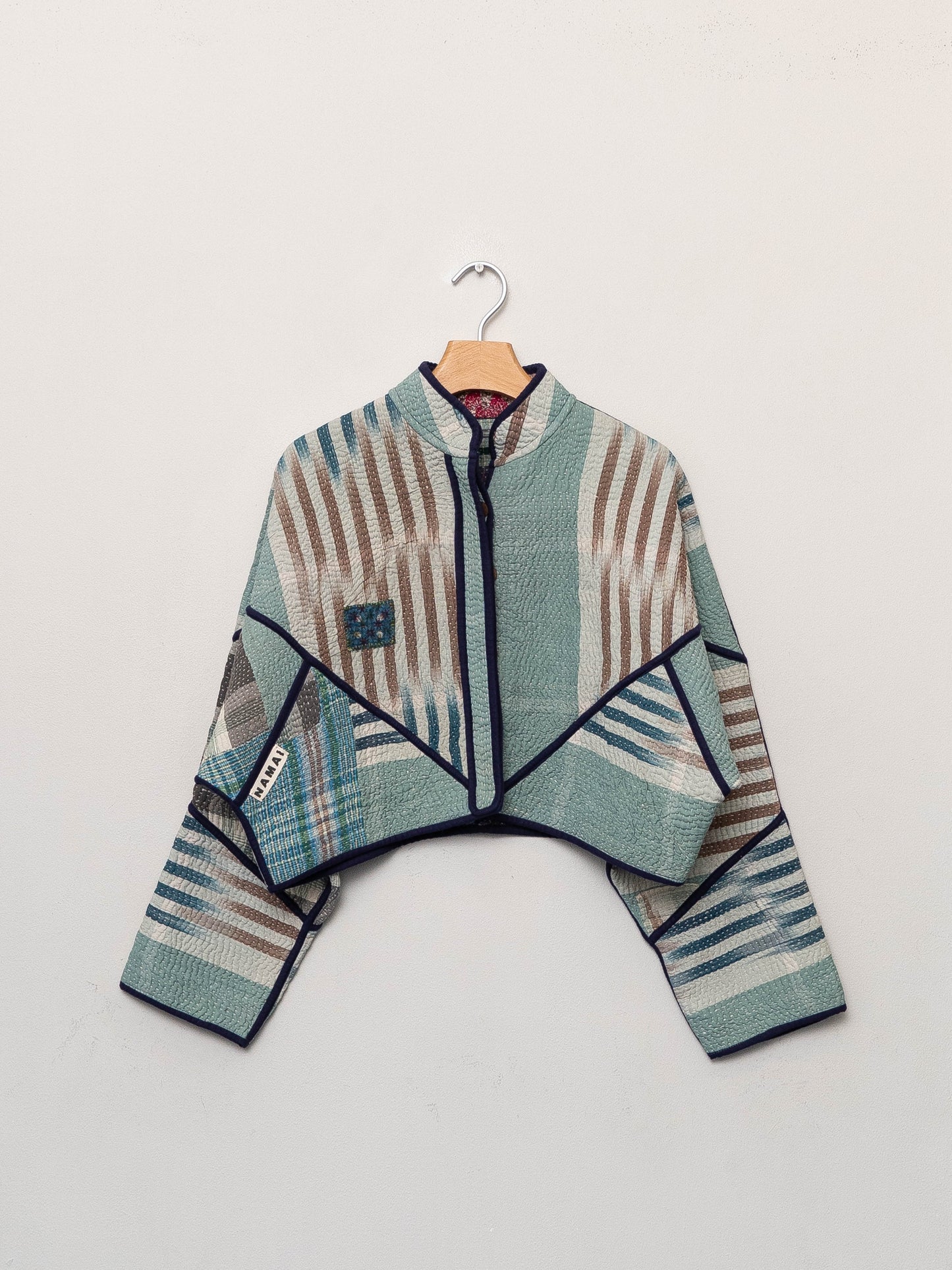 The Kaira Cropped Quilted Patchwork Kantha Jacket