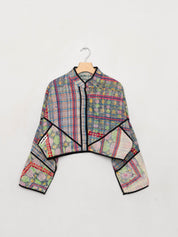The Kaira Cropped Quilted Patchwork Kantha Jacket