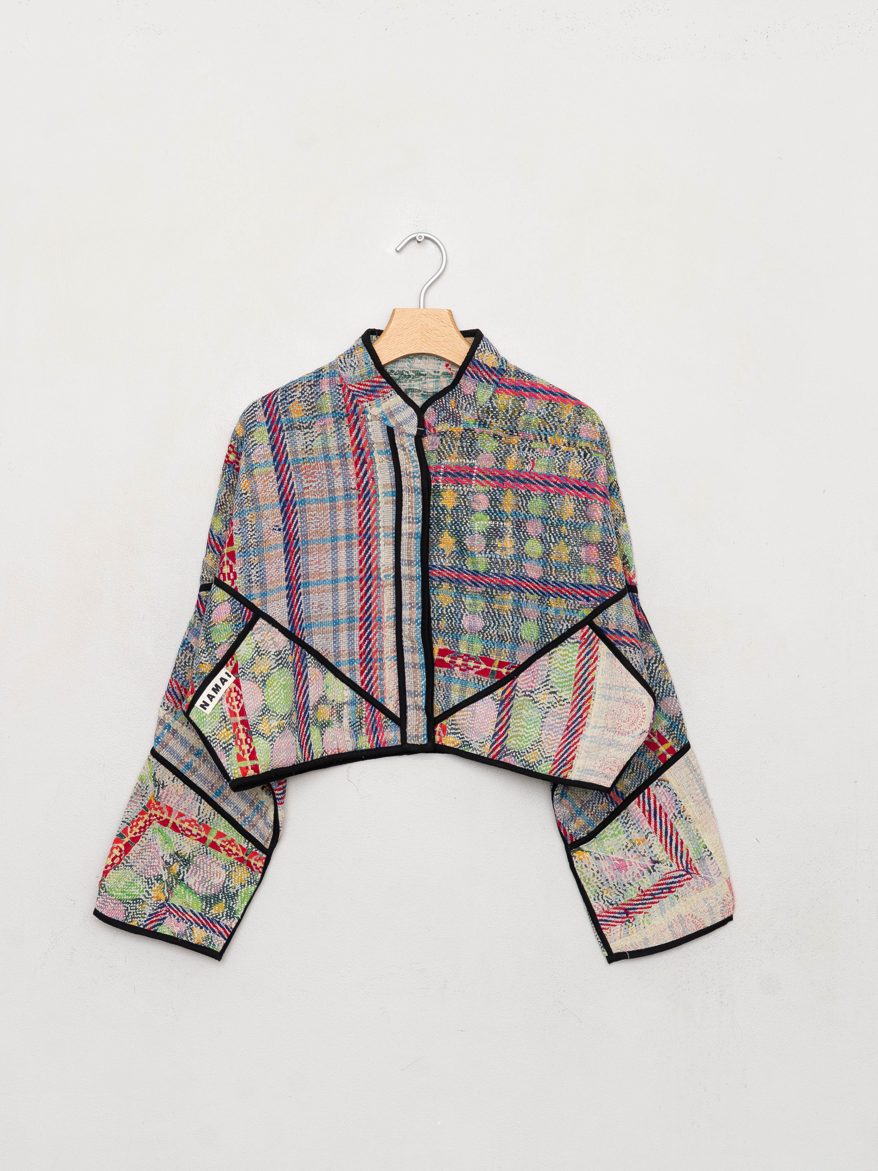 The Kaira Cropped Quilted Patchwork Kantha Jacket