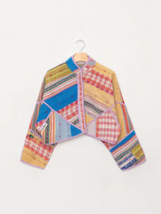 The Kaira Cropped Quilted Patchwork Kantha Jacket