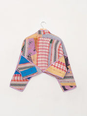 The Kaira Cropped Quilted Patchwork Kantha Jacket