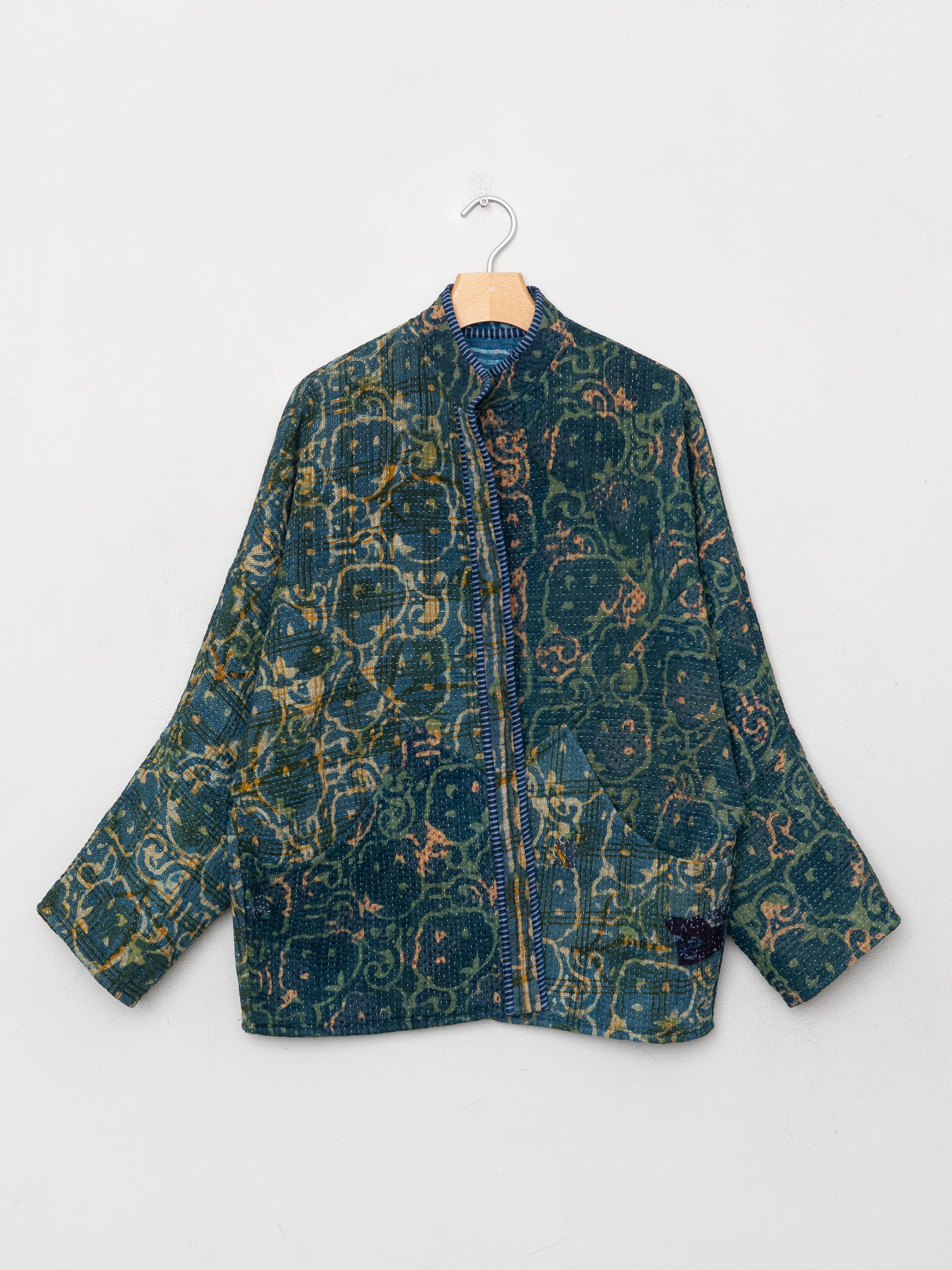 The Ishani Quilted Indigo Kantha Jacket