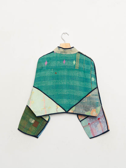 The Kaira Cropped Quilted Patchwork Kantha Jacket