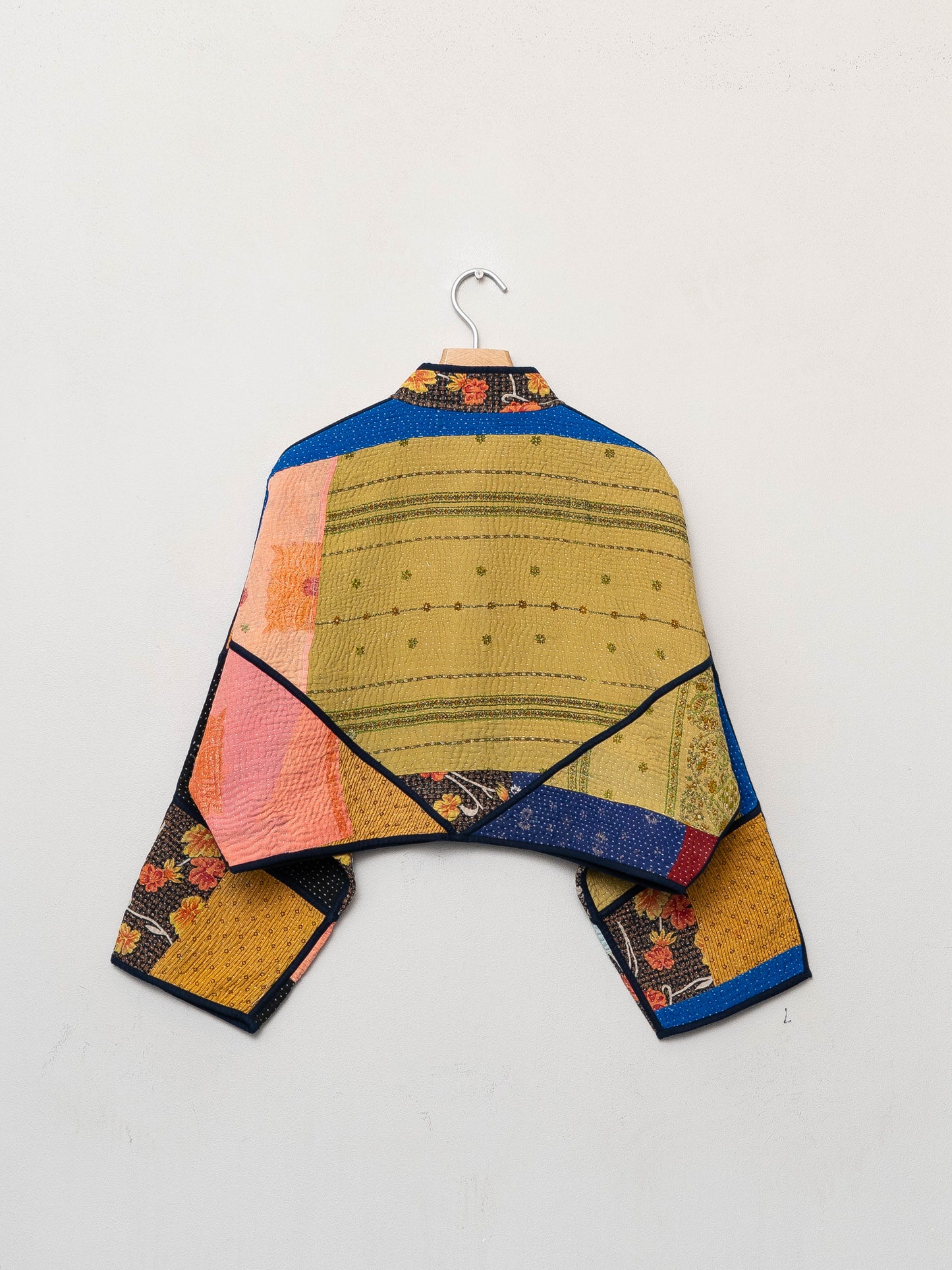 The Kaira Cropped Quilted Patchwork Kantha Jacket