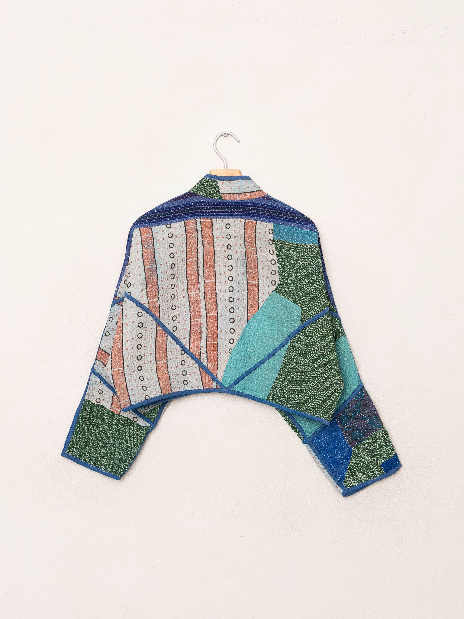 The Kaira Cropped Quilted Patchwork Kantha Jacket