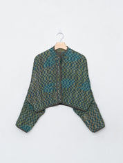 The Kaira Cropped Quilted Indigo Kantha Jacket