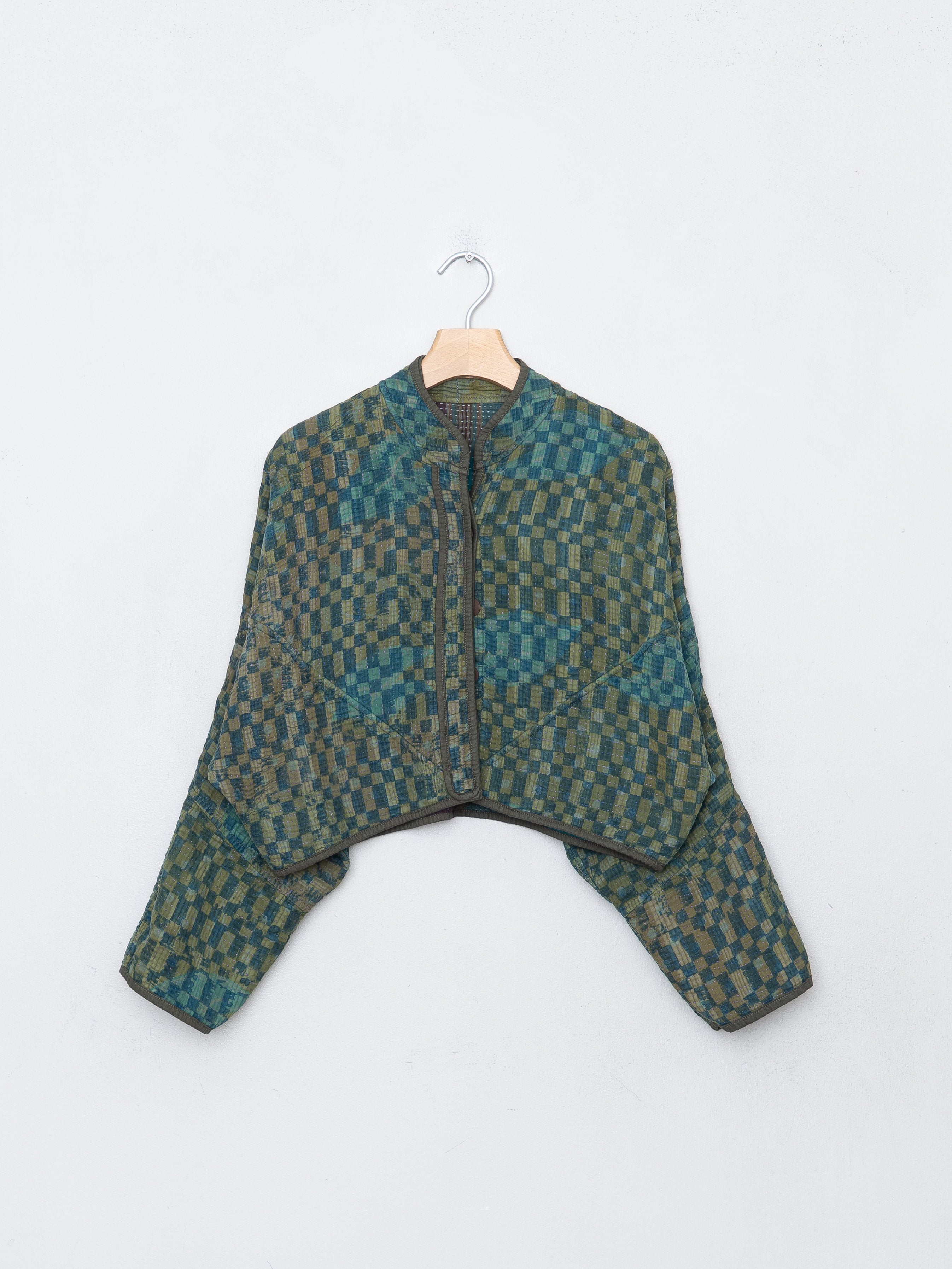 The Kaira Cropped Quilted Indigo Kantha Jacket
